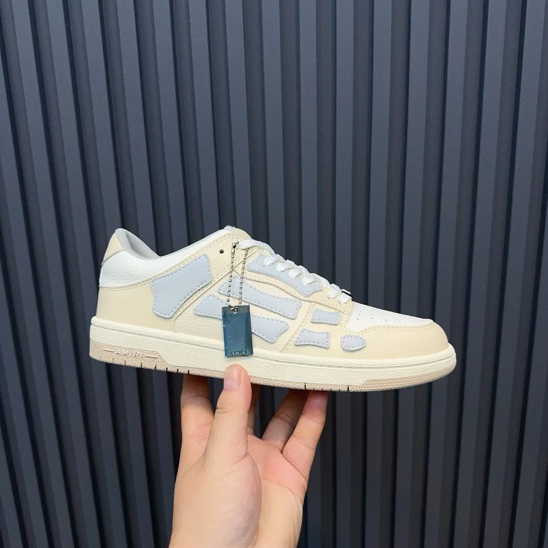 Men's men's shoes 💰600 AMIRI high street sneakers with bone sports shoes, toe layer cowhide upper, upper side bones, hand-stitched, good three-dimensional effect, customized metal LOGO, size 38-45 46